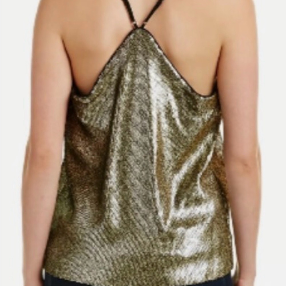 BCBGMAXAZRIA Nadya Antique Gold Sequin Top - Picture 3 of 9